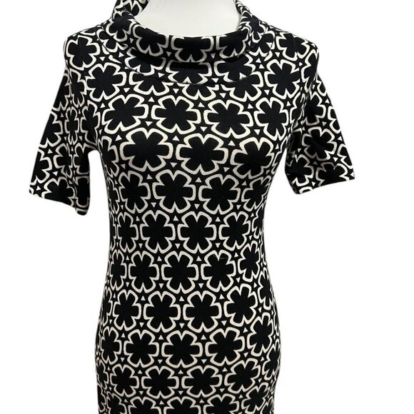 ANN TAYLOR Petite Mod Flower Sweater Dress Mock Neck Short Sleeve XSP - Picture 3 of 9